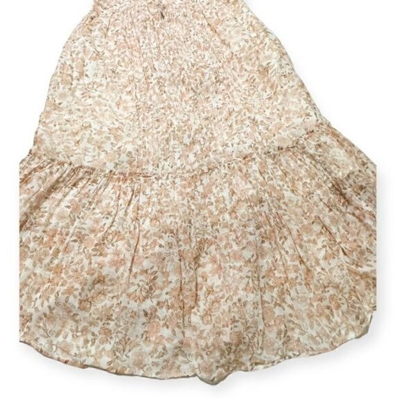 LoveShackFancy‎ Tove Floral Print Midi Dress, Size 2, Vanilla Foam - Picture 9 of 16